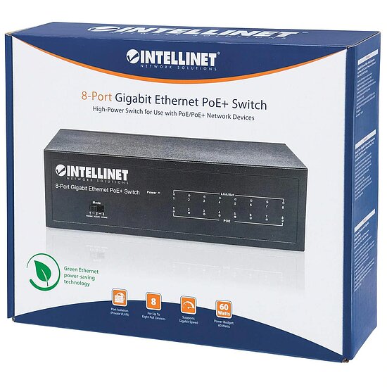 Bild 7 - 8-Port Gigabit Ethernet PoE+ Switch, IEEE 802.3at/af Power over Ethernet (PoE+/PoE)-konform, 60 W, Desktop