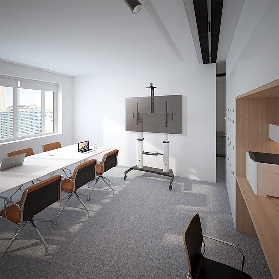 Bild 8 - Aluminium Multimedia TV-Stnder auf Rollen mit besonders hoher Traglast / 60100 Zoll / bis 100 kg / hhenverstellbar & neigbar / mit AV- & Kamerafach