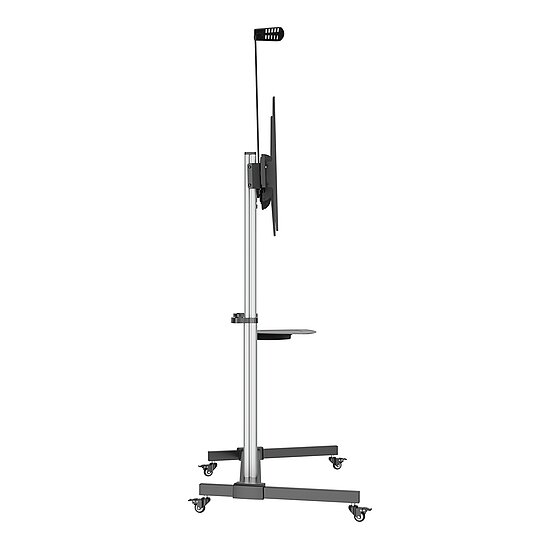 Bild 10 - Aluminium Multimedia TV-Stnder auf Rollen, hhenverstellbar / 60 - 100 Zoll / bis 80 kg / neigbar / Fachboden fr Laptop oder AV-Zubehr