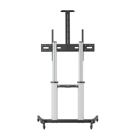 Bild 11 - Aluminium Multimedia TV-Stnder auf Rollen, hhenverstellbar / 60 - 100 Zoll / bis 80 kg / neigbar / Fachboden fr Laptop oder AV-Zubehr