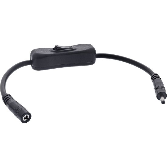 Bild 1 - InLine DC Kabel mit Schalter, DC ST/BU 3,5x1,35mm, AWG 18, schwarz, 0,20m