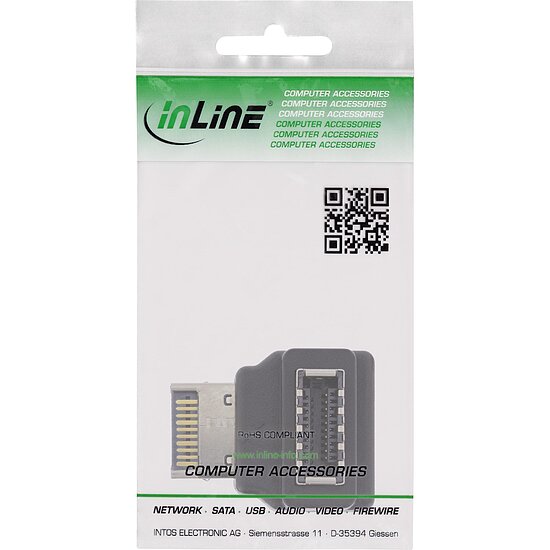 Bild 3 - InLine USB 3.2 Adapter intern, Frontpanel USB-E Stecker zu USB-E Buchse 90