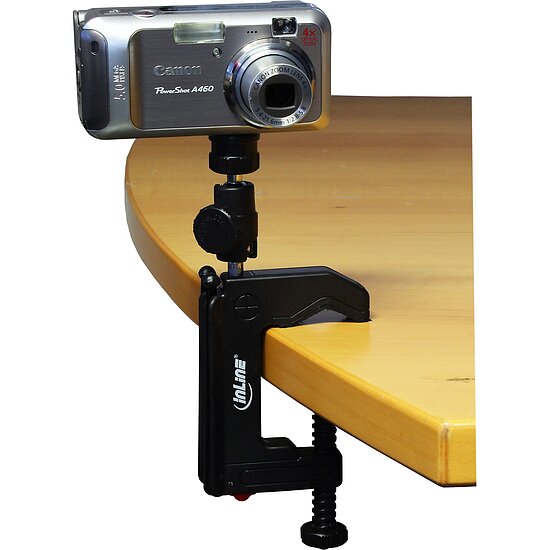 Bild 2 - InLine� Tisch-Stativ 19cm mit Schraubzwinge, schwarz mit Kugelkopf