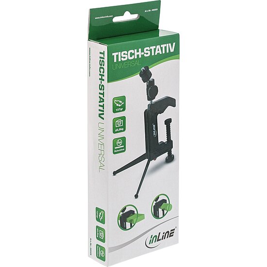 Bild 4 - InLine� Tisch-Stativ 19cm mit Schraubzwinge, schwarz mit Kugelkopf