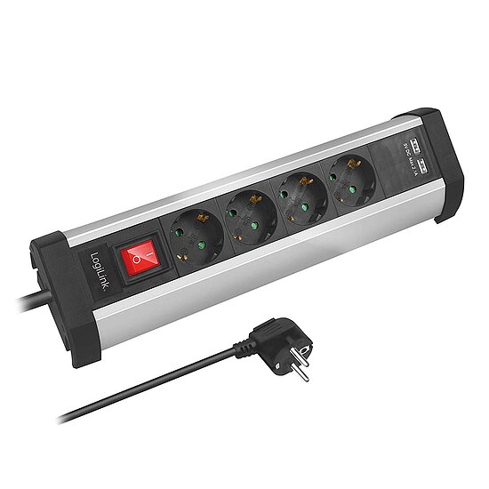 Bild 2 - Steckdosenleiste 4-Fach (Schutzkontaktbuchsen CEEE 7/3) mit Kindersicherung, 2X USB und EIN-/Aus Schalter in 1,5 m Lnge