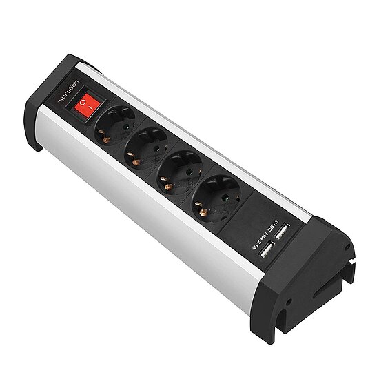 Bild 3 - Steckdosenleiste 4-Fach (Schutzkontaktbuchsen CEEE 7/3) mit Kindersicherung, 2X USB und EIN-/Aus Schalter in 1,5 m Lnge