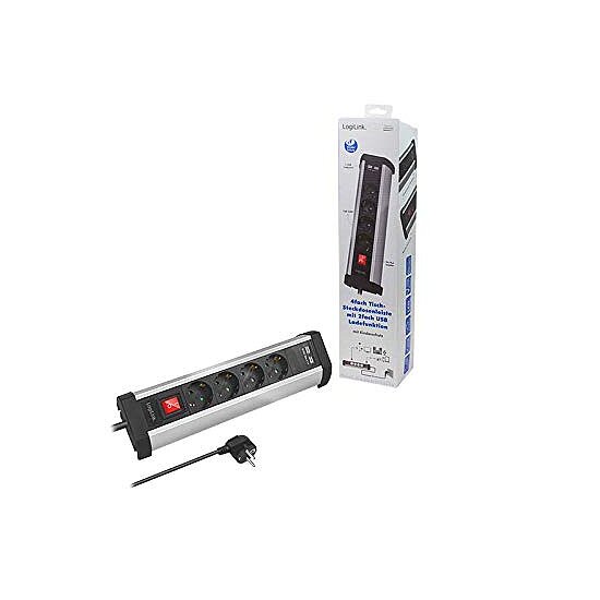 Bild 4 - Steckdosenleiste 4-Fach (Schutzkontaktbuchsen CEEE 7/3) mit Kindersicherung, 2X USB und EIN-/Aus Schalter in 1,5 m Lnge