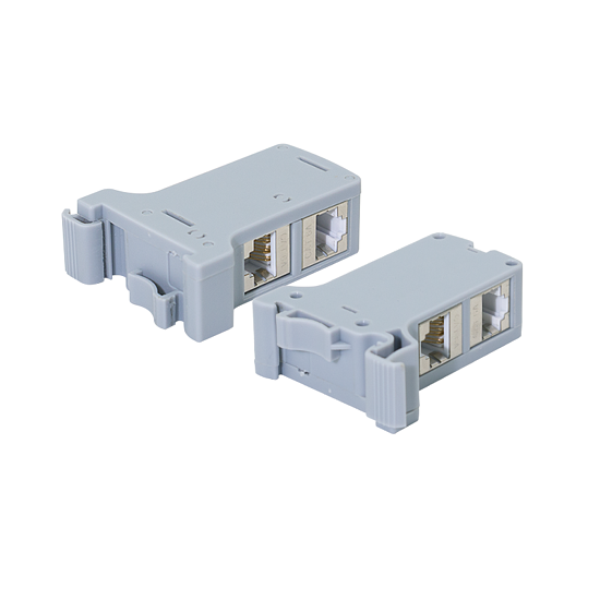 Bild 3 - Hutschienenadapter mit 2 Cat.6A Inline-Kupplungen RJ45 B/B, geschirmt