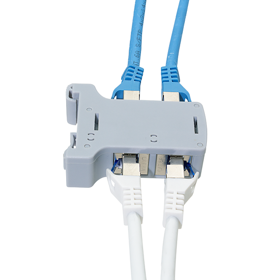 Bild 5 - Hutschienenadapter mit 2 Cat.6A Inline-Kupplungen RJ45 B/B, geschirmt
