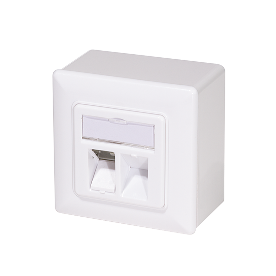 Bild 2 - Modulare Anschlussdose mit 2 Cat.6A Modulen + Aufputzgehuse, wei