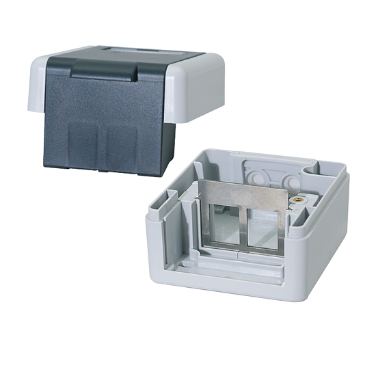Bild 3 - Outdoor Aufputzdose f�r 2 RJ45 Cat.6A Keystone Module, IP44
