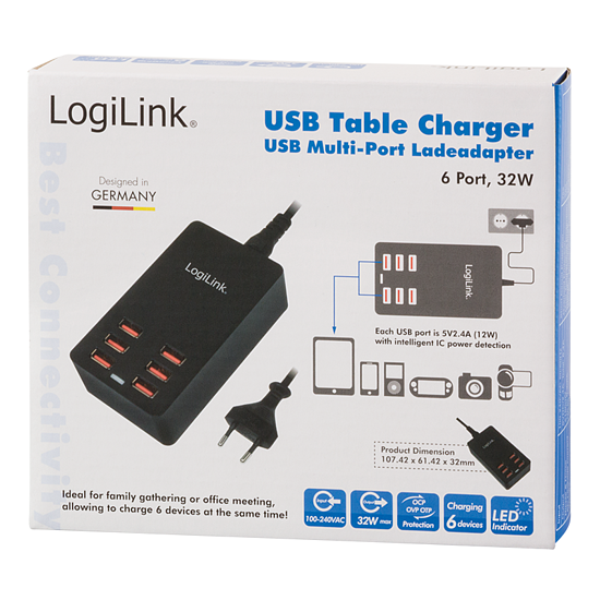 Bild 4 - 6-fach USB Ladestation 32 Watt 5V 2,4A max. 6,4A