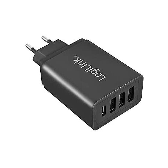 Bild 2 - USB Ladeadapter 2,1 A 4 Port schwarz inkl. 1 x USB-C Buchse