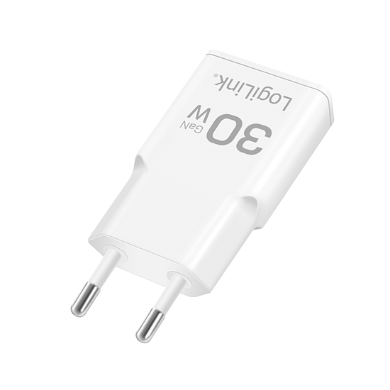 Bild 2 - Dual-USB-C Steckdosenadapter, 30 W, GaN, extra schmal, 1x USB-C (PD), 1x USB-A (QC), Wei