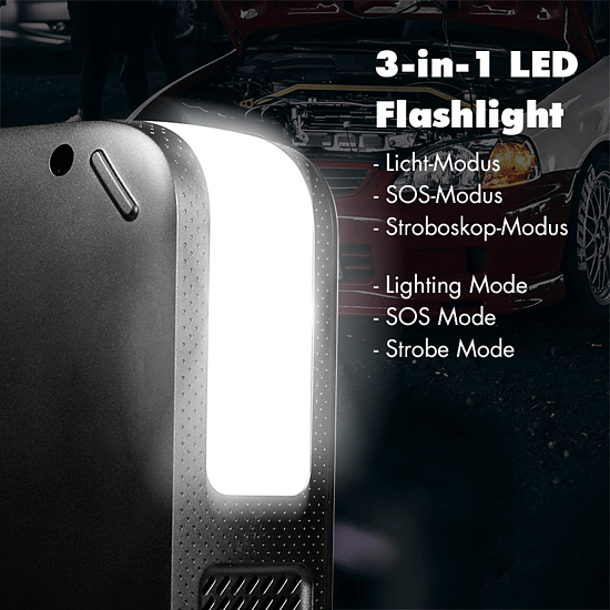 Bild 3 - 4-in-1-Starthilfeger�t, Powerbank, Luftpumpe, Notlicht, 12 V/7200 mAh, schwarz