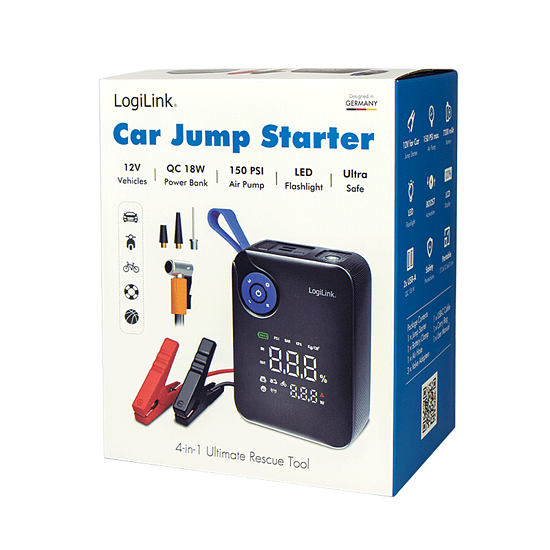 Bild 7 - 4-in-1-Starthilfeger�t, Powerbank, Luftpumpe, Notlicht, 12 V/7200 mAh, schwarz