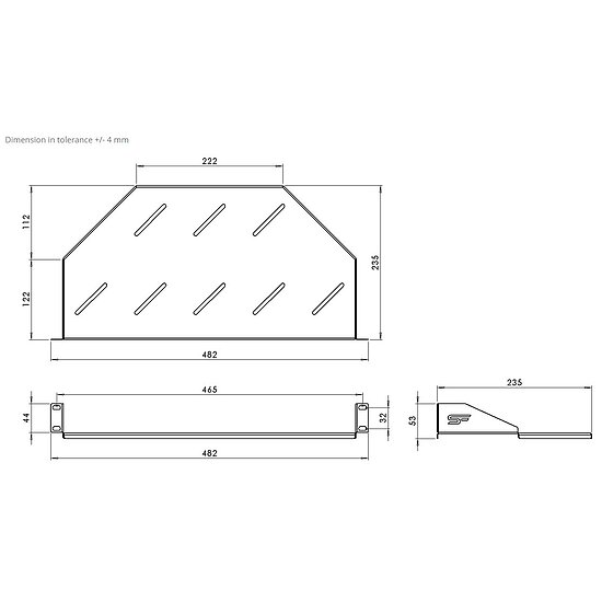 Bild 5 - 19 Zoll Fachboden 1HE schwarz 235mm f�r Eckschrank