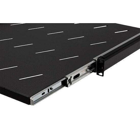 Bild 3 - 19 Zoll ausziehbarer Fachboden 1HE schwarz 550mm f�r Strebenabstand von 54-95cm