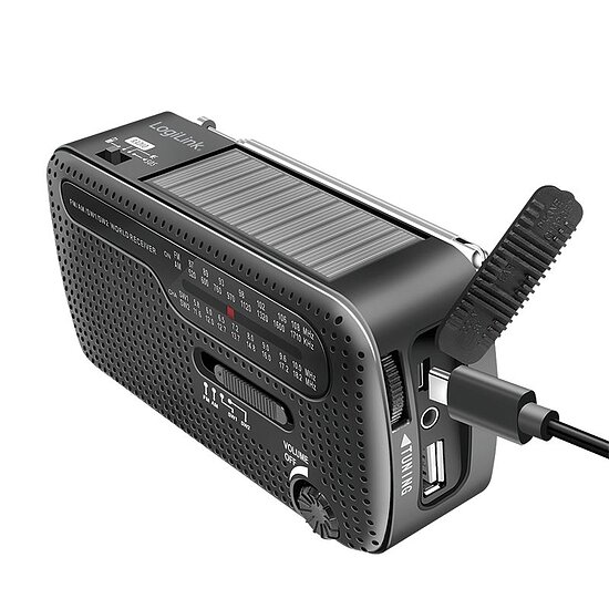 Bild 5 - Dynamo-Handkurbel-Radio mit Solarpanel und Taschenlampe
