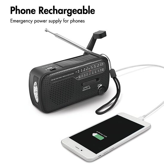 Bild 8 - Dynamo-Handkurbel-Radio mit Solarpanel und Taschenlampe