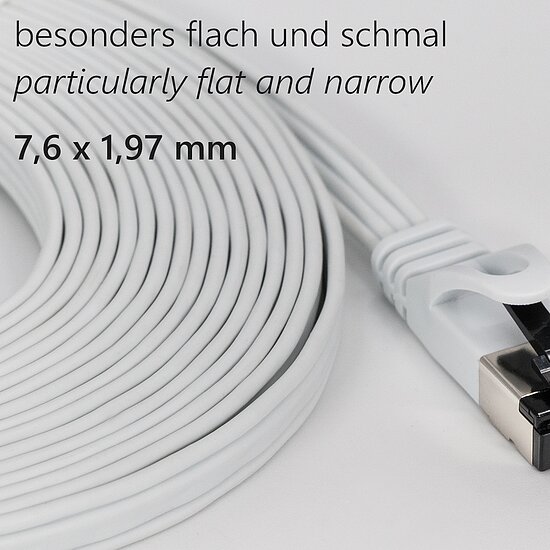 Bild 3 - CAT8.1 Flachkabel Patchkabel wei 32AWG/7 U/FTP/ Ultraflexibel