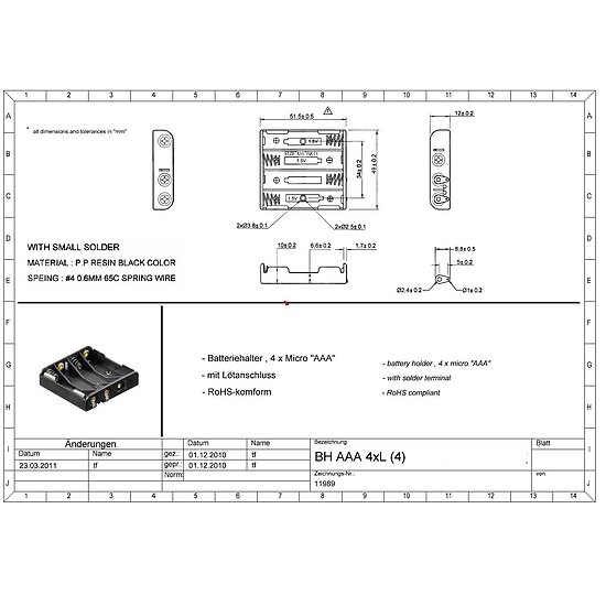 Bild 2 - Batteriehalter 4 x Micro AAA mit Ltanschluss