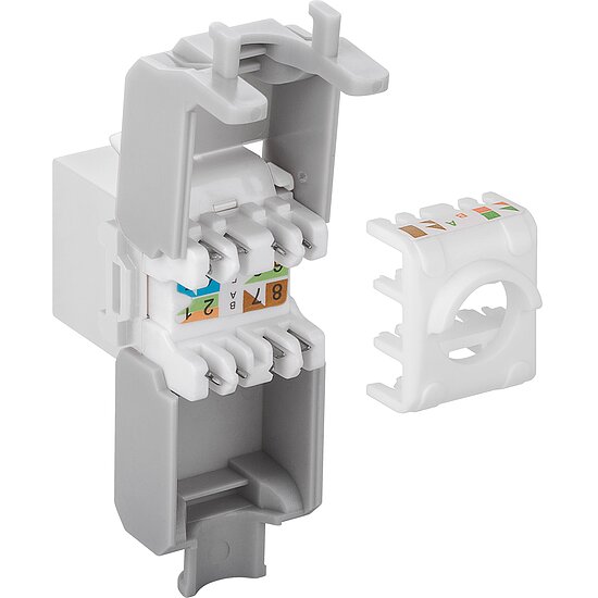 Bild 3 - KeyStone Jack weiss CAT 6a 500MHz RJ45 Toolless Werkzeugfrei UTP SNAP-IN max. 10 GBit/s