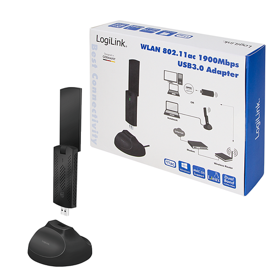 Bild 10 - Wireless LAN Adapter, 802.11ac, USB 3.0, USB-Halterung, 1900 Mbit/s