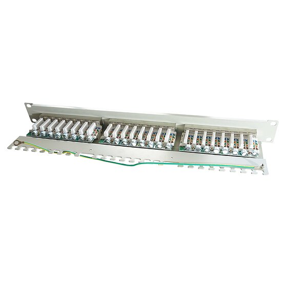 Bild 3 - Kab24� CAT6 Patchpanel 19 Zoll grau RAL 7035 1 HE 24 Rj45 Ports