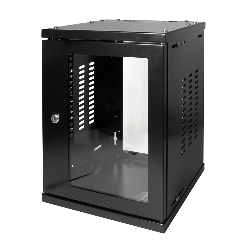 Netzwerkschrank 10 Zoll 8 HE schwarz Wandgehäuse H:41,5 x B:31,3 x T:30cm (Netzwerk) - kab24.de