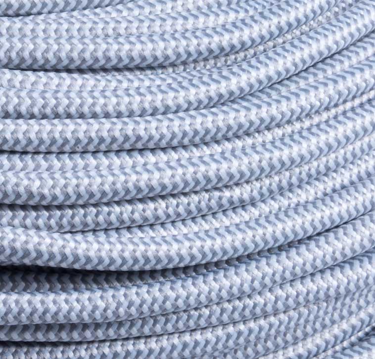 Textilkabel Stoffkabel weiss / grau gezackt 4 x 0,75mm² (Strom