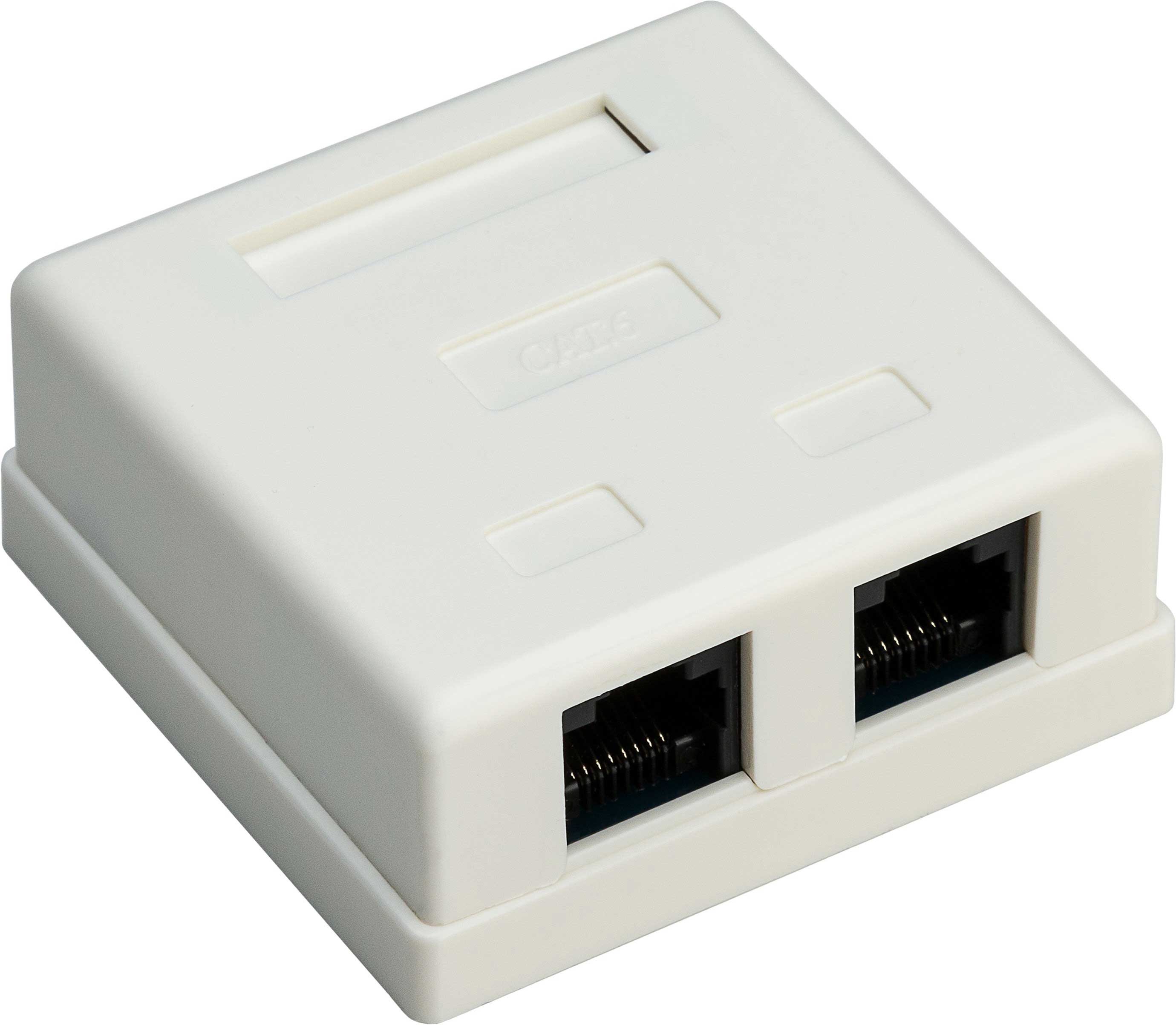 Kab24® Rj45 Netzwerkdose Aufputz CAT6 Doppeldose (Netzwerk) - kab24.de