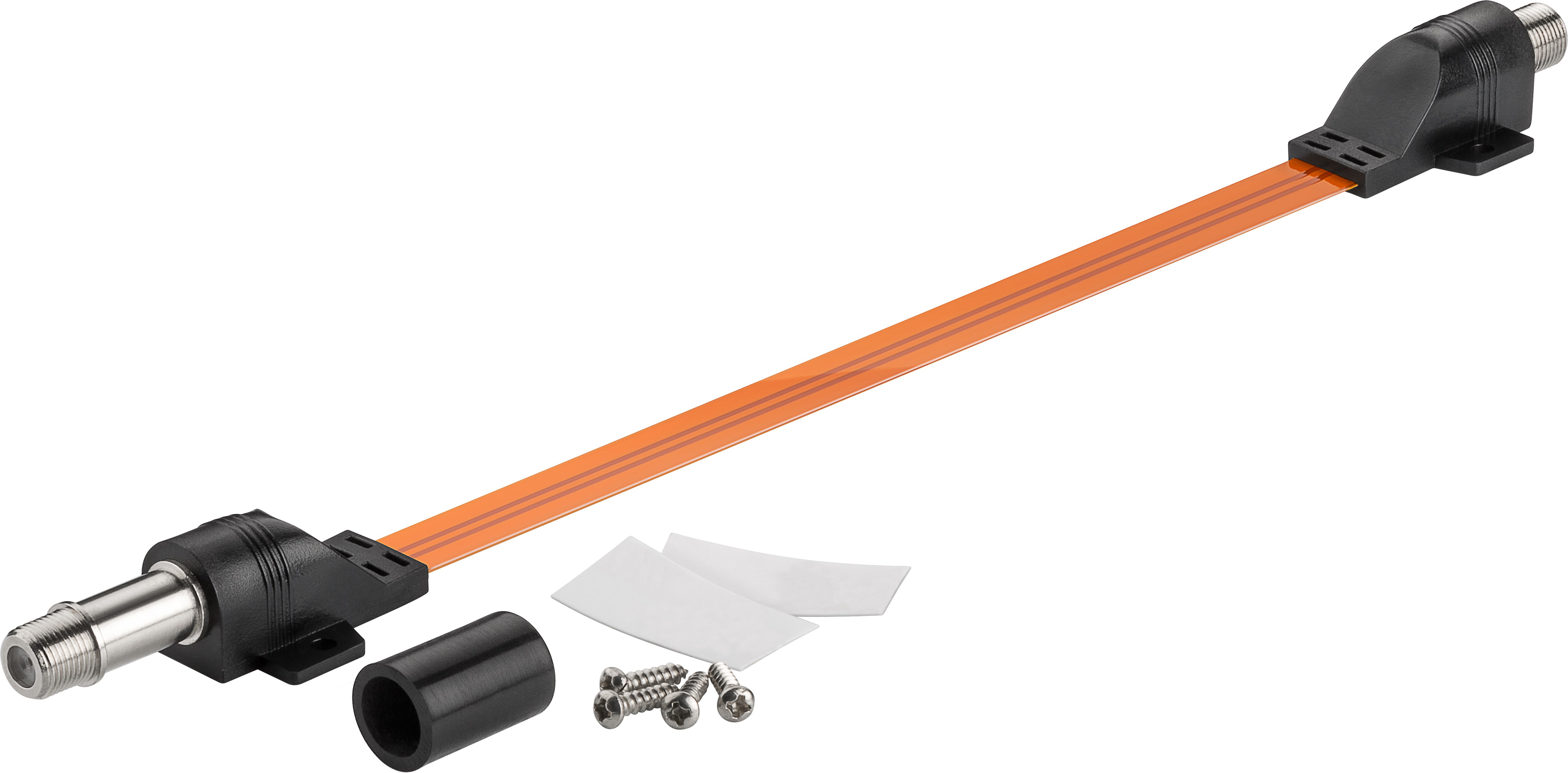 Premium X SAT Fensterdurchführung Set - Flachkabel 0,1mm + F-Stecker | Für TV & Receiver