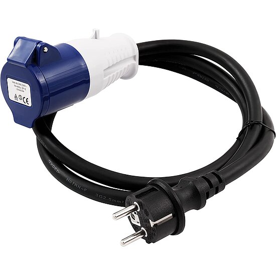 Bild 1 - Camping Stromadapter Kabel CEE-Kupplung auf Schutzkontakt-Stecker 1,5m H07RNG 3G2,5 230V IP44