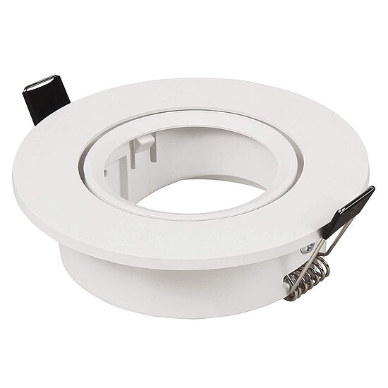 Bild 1 - MR16 Einbaustrahler Kunststoff rund 90mm schwenkbar weiss ohne Leuchtmittel