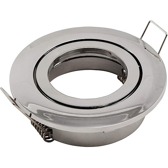 Bild 1 - MR16 GU 5.3 Einbaurahmen Alu rund verchromt schwenkbar ohne Leuchtmittel mit G4 Fassung