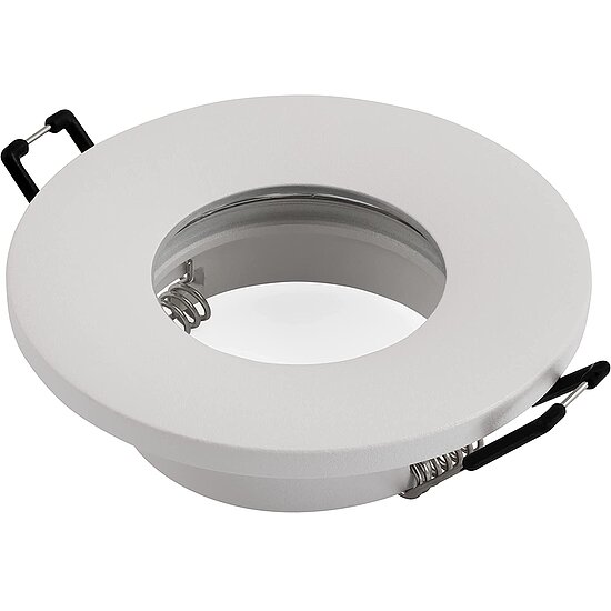 Bild 1 - MR16 GU 5.3 Alu Einbaurahmen rund weis spritzwassergesch�tzt IP44 ohne Leuchtmittel