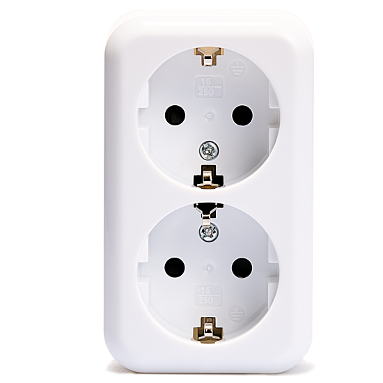 Bild 1 - Aufputz Schutzkontakt Steckdose 2-fach Serie Finery 250V/16A IP20 wei�