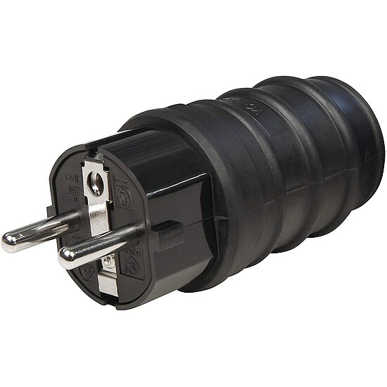 Bild 1 - Schutzkontakt Gummistecker schwarz IP44 nach DIN 49441