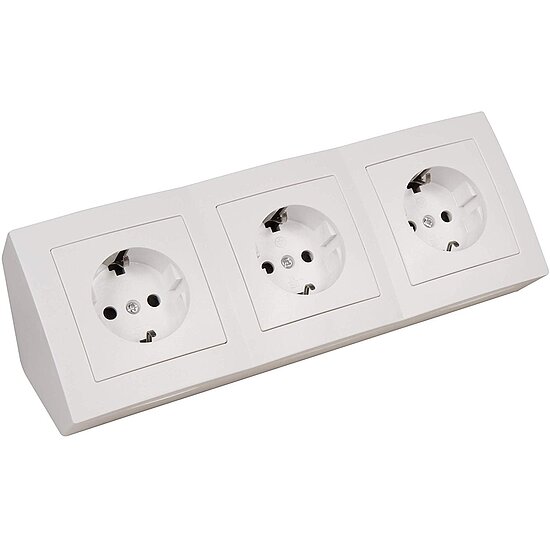 Bild 1 - Steckdosenblock Unterbausteckdosen Tischsteckdose 3-fach Schutzkontaktsteckdosen mit 15cm Kabel