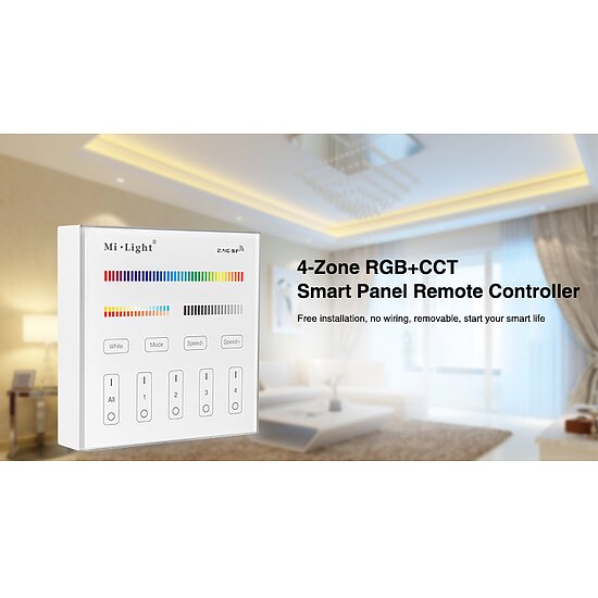 Bild 1 - MiLight 230V Anschlu T4 Funk Wanddimmer 4-Zonen RGB + CCT Stripes