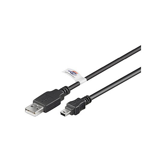 Bild 1 - USB 2.0 Anschluss Kabel USB zertifiziert A Stecker / Mini B Stecker schwarz