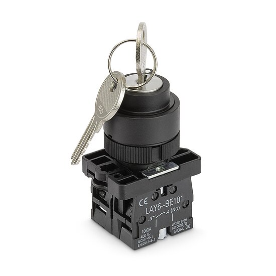 Bild 1 - Schl�sselschalter 2 Positionen Kontakte 2 x Schliesser