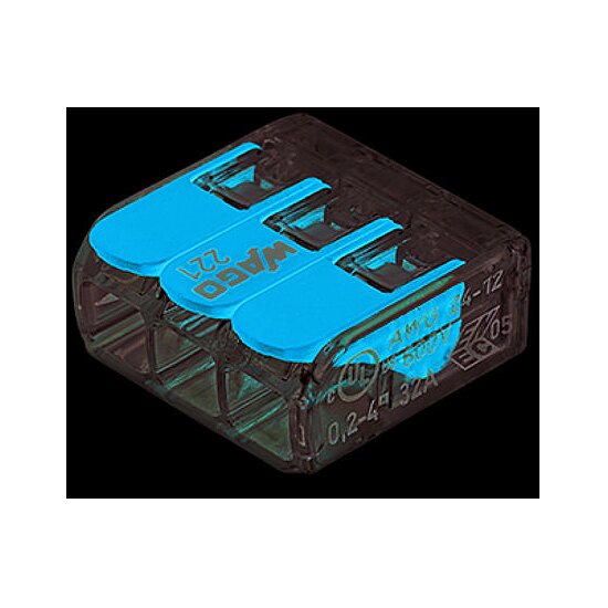 Bild 1 - WAGO 221-413 3-L-Verbindungsklemme 0,14-4qmm mit 3 x Befestigungshebel