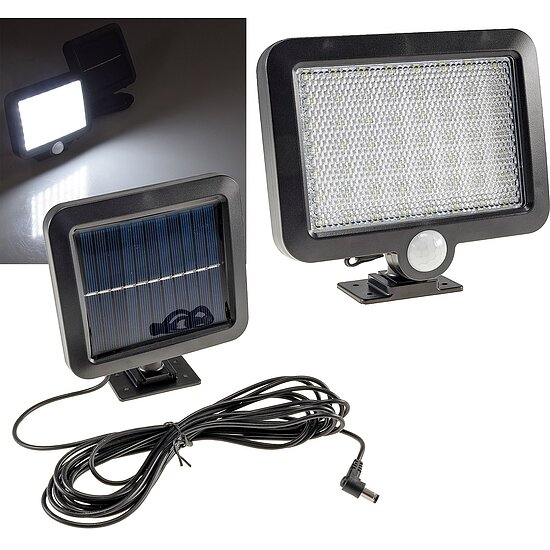 Bild 1 - LED Solar Wandleuchte mit Bewegungsmelder 300lm 6000K Akku externe Solarzelle