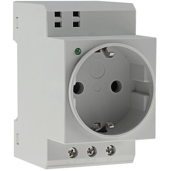 Bild 1 - Schutzkontakt-Steckdose fr Hutschiene mit LED, 230V, 16A, VDE
