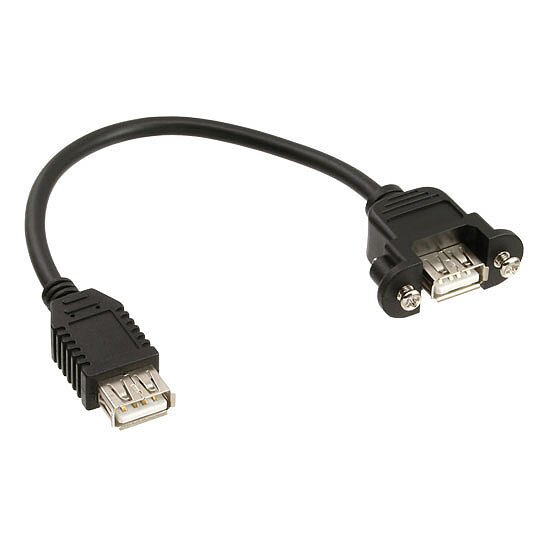 Bild 1 - USB 2.0 Adapterkabel, Buchse A auf Einbaubuchse A, 0,2m