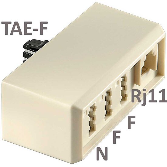 Bild 1 - KAB24 TAE-Kompaktdapter Verteiler F-Stecker auf TAE NFF und Rj11 Buchse