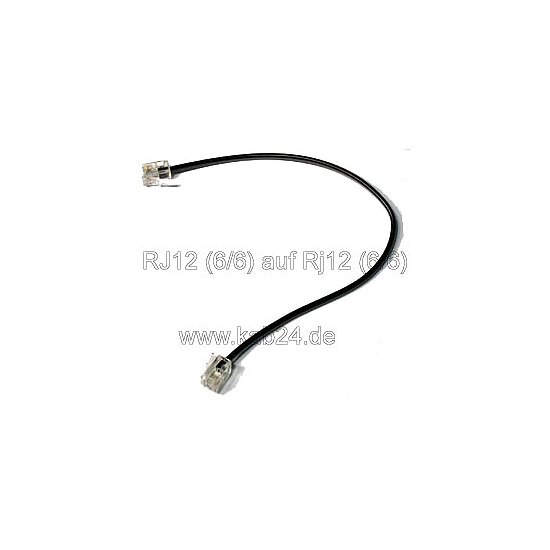 Bild 1 - Telefonkabel Modularkabel Western Stecker schwarz beidseitig Rj12 (6P6C) Stecker