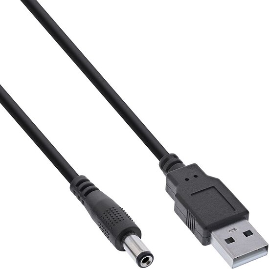 Bild 1 - DC Hohlstecker Adapterkabel 1m USB A-Stecker auf 5,5mm x 2,4mm DC Stecker